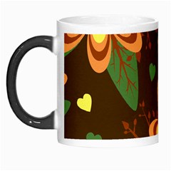 Floral Hearts Brown Green Retro Morph Mugs