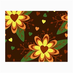 Floral Hearts Brown Green Retro Small Glasses Cloth by HermanTelo