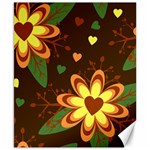 Floral Hearts Brown Green Retro Canvas 8  x 10  8.15 x9.66  Canvas - 1