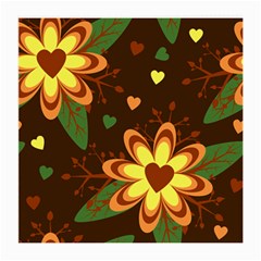 Floral Hearts Brown Green Retro Medium Glasses Cloth (2 Sides)