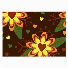 Floral Hearts Brown Green Retro Large Glasses Cloth