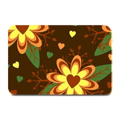 Floral Hearts Brown Green Retro Plate Mats