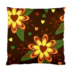 Floral Hearts Brown Green Retro Standard Cushion Case (two Sides)