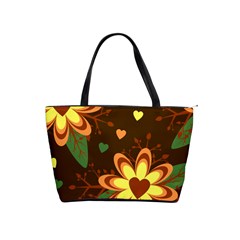 Floral Hearts Brown Green Retro Classic Shoulder Handbag by HermanTelo