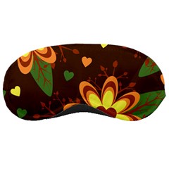 Floral Hearts Brown Green Retro Sleeping Mask by HermanTelo