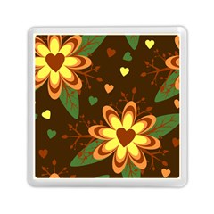 Floral Hearts Brown Green Retro Memory Card Reader (square) by HermanTelo