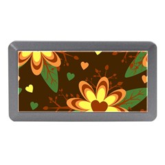 Floral Hearts Brown Green Retro Memory Card Reader (mini)