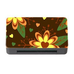 Floral Hearts Brown Green Retro Memory Card Reader With Cf by HermanTelo