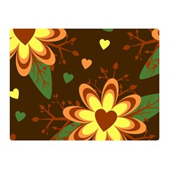 Floral Hearts Brown Green Retro Double Sided Flano Blanket (mini) 