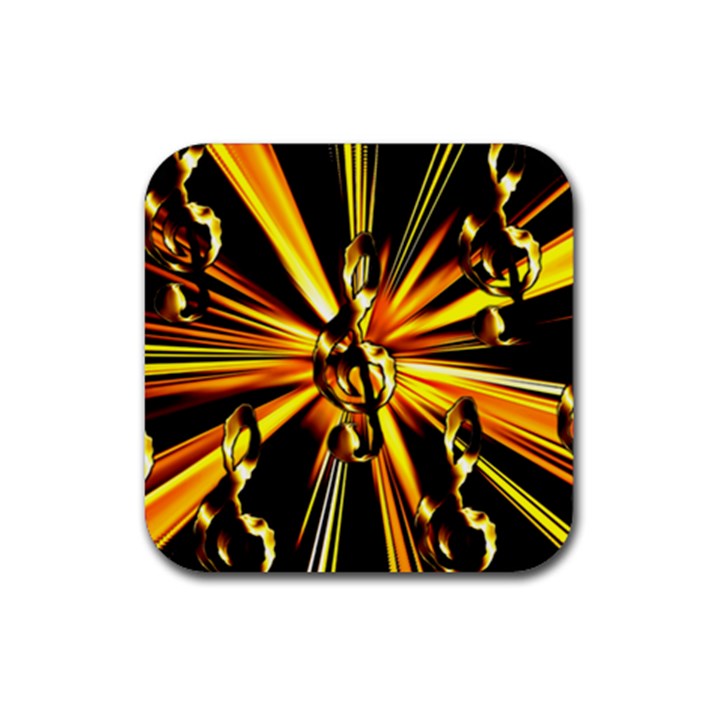 Clef Golden Music Rubber Coaster (Square) 