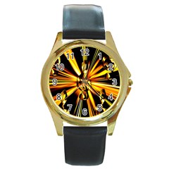 Clef Golden Music Round Gold Metal Watch