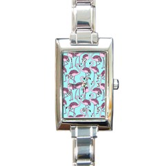 Flemish Rosa Birds Nature Fauna Flamenco Rectangle Italian Charm Watch by HermanTelo