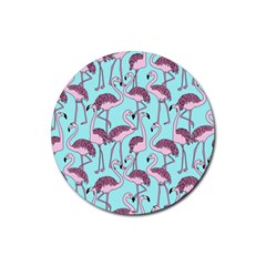 Flemish Rosa Birds Nature Fauna Flamenco Rubber Round Coaster (4 Pack)  by HermanTelo