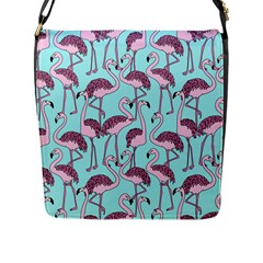 Flemish Rosa Birds Nature Fauna Flamenco Flap Closure Messenger Bag (l)