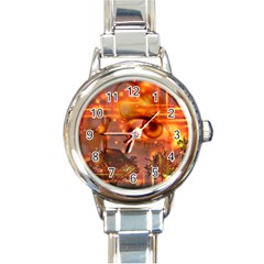 Eye Butterfly Evening Sky Round Italian Charm Watch by HermanTelo