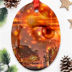 Eye Butterfly Evening Sky Ornament (oval) by HermanTelo