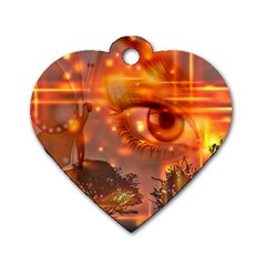 Eye Butterfly Evening Sky Dog Tag Heart (two Sides) by HermanTelo