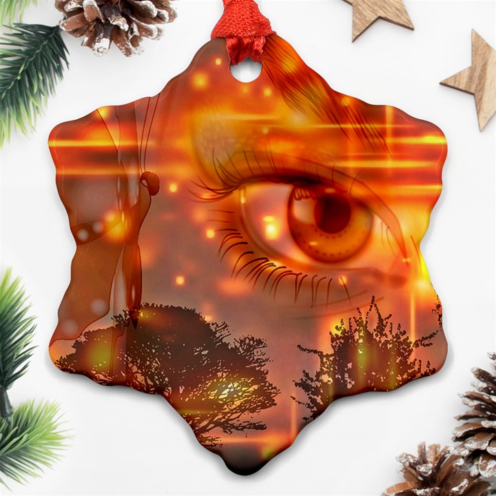 Eye Butterfly Evening Sky Ornament (Snowflake)