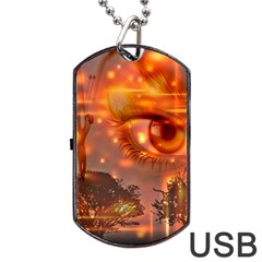 Eye Butterfly Evening Sky Dog Tag Usb Flash (one Side)