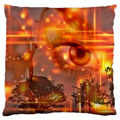 Eye Butterfly Evening Sky Large Flano Cushion Case (one Side)