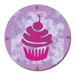 Cupcake Food Purple Dessert Baked Round Mousepads by HermanTelo