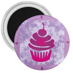 Cupcake Food Purple Dessert Baked 3  Magnets by HermanTelo