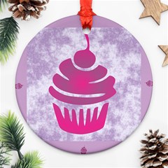 Cupcake Food Purple Dessert Baked Ornament (round) by HermanTelo