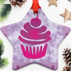 Cupcake Food Purple Dessert Baked Ornament (star) by HermanTelo