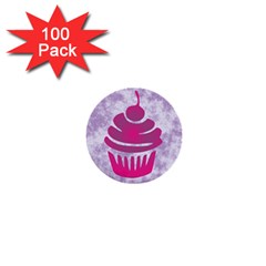 Cupcake Food Purple Dessert Baked 1  Mini Buttons (100 Pack)  by HermanTelo