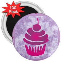 Cupcake Food Purple Dessert Baked 3  Magnets (100 Pack) by HermanTelo