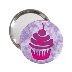 Cupcake Food Purple Dessert Baked 2 25  Handbag Mirrors by HermanTelo