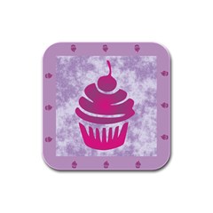 Cupcake Food Purple Dessert Baked Rubber Square Coaster (4 Pack)  by HermanTelo