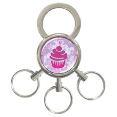 Cupcake Food Purple Dessert Baked 3-ring Key Chain by HermanTelo