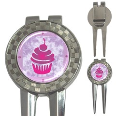 Cupcake Food Purple Dessert Baked 3-in-1 Golf Divots by HermanTelo