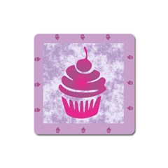 Cupcake Food Purple Dessert Baked Square Magnet by HermanTelo