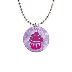 Cupcake Food Purple Dessert Baked 1  Button Necklace