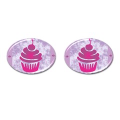 Cupcake Food Purple Dessert Baked Cufflinks (oval) by HermanTelo