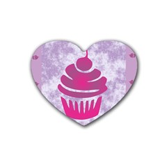 Cupcake Food Purple Dessert Baked Heart Coaster (4 Pack)  by HermanTelo