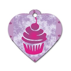 Cupcake Food Purple Dessert Baked Dog Tag Heart (two Sides) by HermanTelo