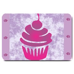 Cupcake Food Purple Dessert Baked Large Doormat  by HermanTelo