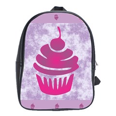 Cupcake Food Purple Dessert Baked School Bag (large) by HermanTelo