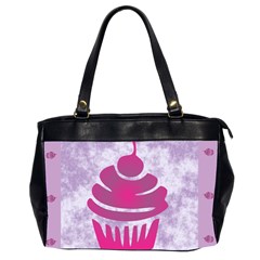 Cupcake Food Purple Dessert Baked Oversize Office Handbag (2 Sides)