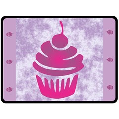 Cupcake Food Purple Dessert Baked Fleece Blanket (large)  by HermanTelo