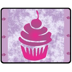 Cupcake Food Purple Dessert Baked Fleece Blanket (medium)  by HermanTelo