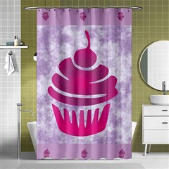 Cupcake Food Purple Dessert Baked Shower Curtain 48  X 72  (small) 