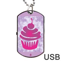 Cupcake Food Purple Dessert Baked Dog Tag Usb Flash (one Side) by HermanTelo