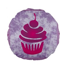 Cupcake Food Purple Dessert Baked Standard 15  Premium Round Cushions