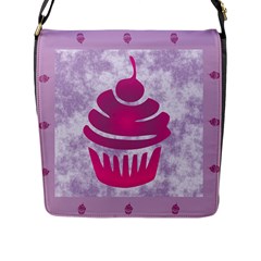 Cupcake Food Purple Dessert Baked Flap Closure Messenger Bag (l)