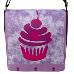 Cupcake Food Purple Dessert Baked Flap Closure Messenger Bag (s)