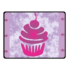 Cupcake Food Purple Dessert Baked Double Sided Fleece Blanket (small) 